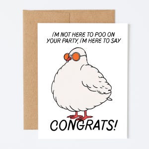 PARTY POOPER | Congrats Greeting Card, Celebration Greeting Card, Pigeon Card, Funny Card, Blank Greeting Card, Congratulations Card