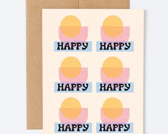 Retro Birthday Card: Happy Graphic Greeting Card