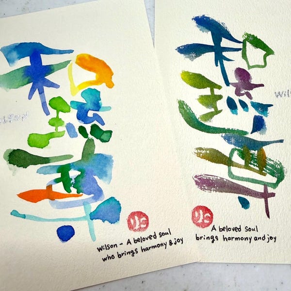 Personalized Japanese Kanji Name Art | Custom Calligraphy Name Translation | Handwritten Ink Brush Card | Unique Japanese Gift