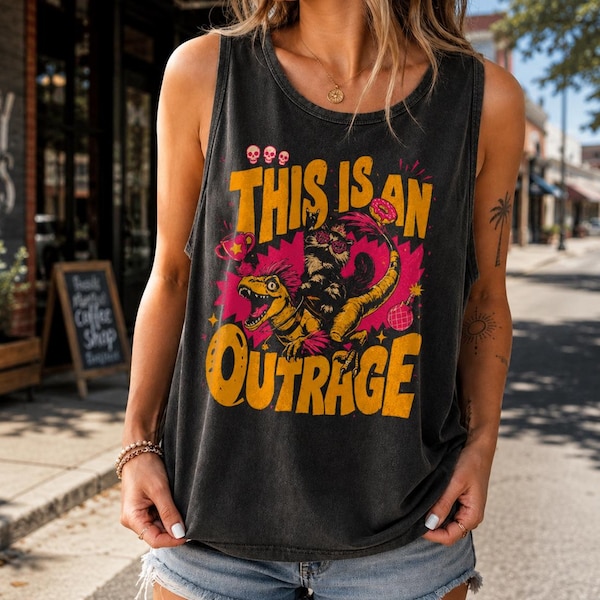 Esta es una indignación. Camiseta sin mangas Comfort Colors, camiseta de Carl de Dungeon Crawler, camiseta gráfica de Carl y la Princesa Donut, regalo para fans de LitRPG.