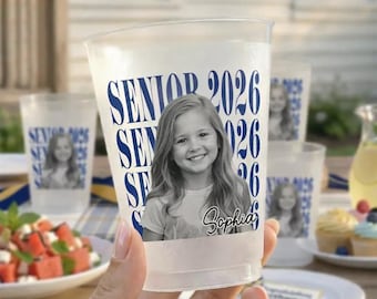 Custom Photo Graduation Cups: Senior 2026, Personalized Frosted Plastic Drinkware,Graduation Cups Idea, Graduation Cups for Party
