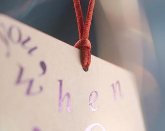 Thick-cut Cherish-grade Yubin-Ema Postcard, Taormina Parchment Cardstock, Coral Purple Foil Letterpress (12x17cm)