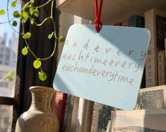 Thick-cut Cherish-grade Yubin-Ema Postcard, Morning Sky Blue Cardstock, Blush Pink Foil Letterpress (12x17cm)