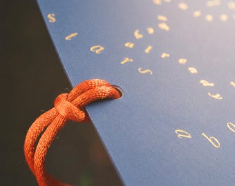 Thick-cut Cherish-grade Yubin-Ema Postcard, Midnight Blue Soft-touch Cardstock, Magic Hour Yellow Letterpress (12x17cm)