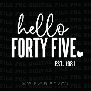 Hej fyrtiofem png, 45-årsdag png, Hej 45 png, Födelsedag est. 1981 png, Fyrtiofem födelsedag png, 45-årsdag png