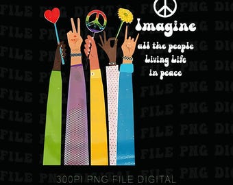 Imagine All The People Living Life In Peace Png,  Beatles John Lennon Hippie Png