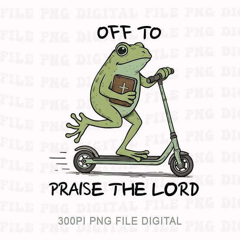 Christian Tshirt, Funny Frog off to Praise the Lord Png, Bible Study ...
