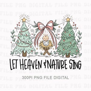 El cielo y la naturaleza cantan PNG, diseño de arcos navideños caprichosos, Natividad cristiana PNG, Navidad cristiana, Navidad de tendencia