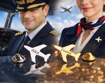 Personalisierte Flugzeug Name Pin, Luftfahrt Brosche, Pilot Flugbegleiter Geschenk, Benutzerdefinierte Unisex Revers Abzeichen
