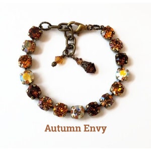 Autumn Envy, Topaz Bracelet, Cup Chain Bracelet, Tennis Bracelet, Layering Jewelry, Fall Winter, Brown Bracelet, Rose Gold, Crystal Bracelet