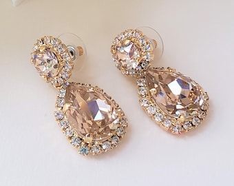 Champagne Crystal Stud Earrings Jewelry Bricons Wedding Bridal Party Earrings For Women Champagne Crystal Stud Earrings Jewelry Bricons Wedding Bridal Party Earrings For Women