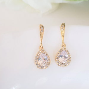Bridesmaids Earrings, Teardrop Earrings, Gold Bridal Earrings, Silver Wedding Earrings, Jewelry For Bridesmaids, Rose Gold Earrings, Dangle
