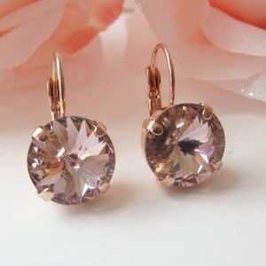 SALE Morganite Pink Crystal Earrings, Blush Earrings, Bridesmaid Jewelry, Rose Gold, Bridal Jewelry, Jewelry For Bridesmaids, Pink Earrings