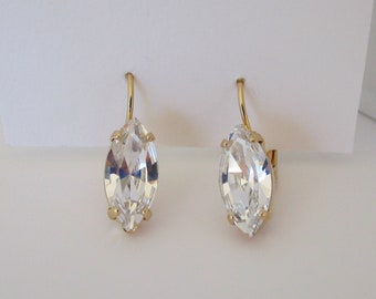 Marquise Crystal Earrings Gold Bridal Earrings Crystal Wedding Earrings Jewelry For Brides Bridesmaids Earrings Clear Crystal Earrings