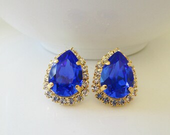 Sapphire Blue Earrings, Wedding Earrings, Royal Blue, Cobalt Blue, FREE SHIPPING, Bridesmaid Earrings, Mother of the Groom Earrings, Stud