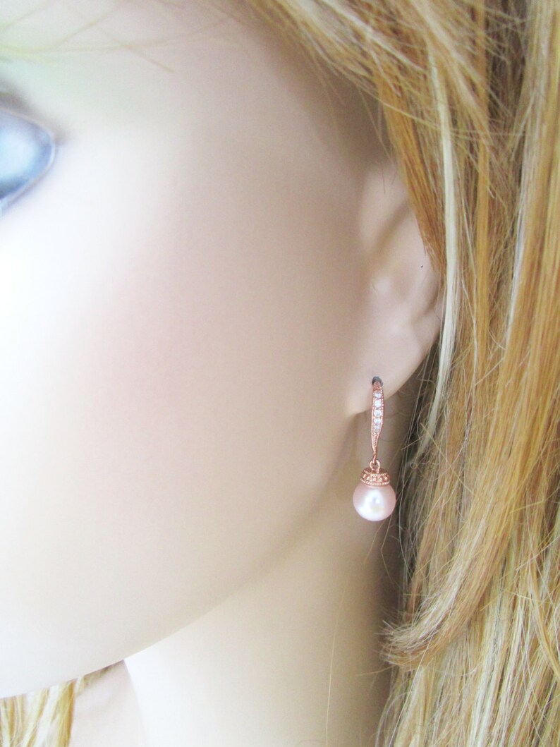 Rose Gold Pearl Set Blush Pearl Earrings Blush Pearl Etsy