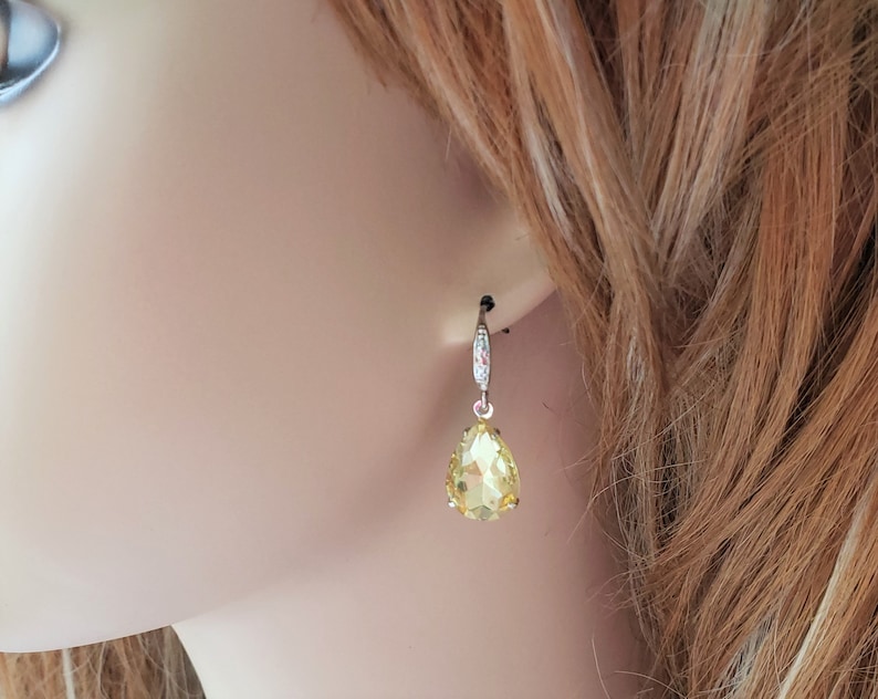 Yellow Wedding Bridal Party Jewelry, Bridesmaid Earrings Teardrop Earrings Yellow Earrings Pastel Earrings