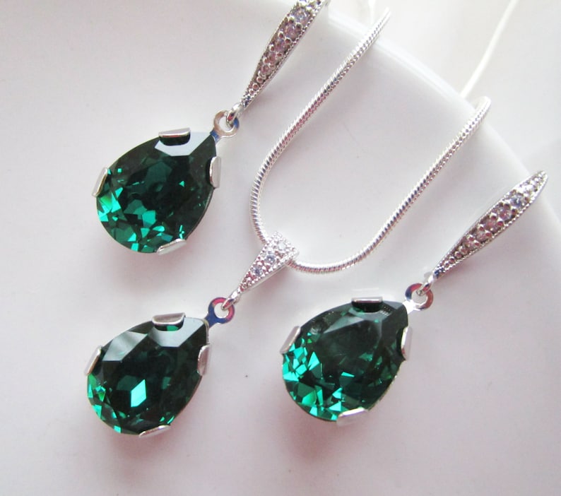 Emerald Green Jewelry Set Bridesmaids Jewelry Set Emerald - Etsy