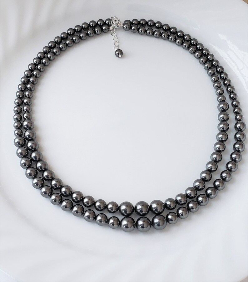 Graduated Pearl Necklace Double Strand Pearl Necklace Etsy