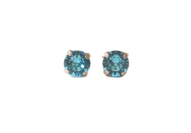 Turquoise Earrings Teal Earrings Swarovski Crystal Earrings