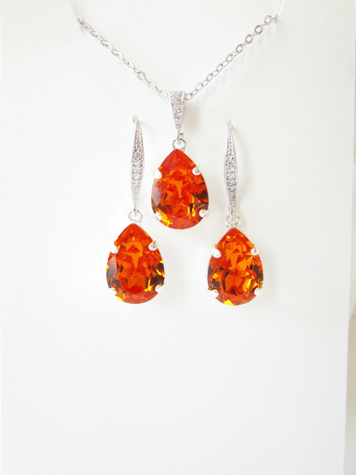 Bridesmaid Jewelry Set Tangerine Bridesmaid Jewelry Crystal Etsy