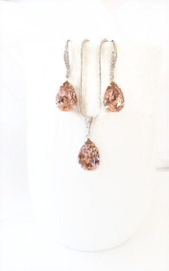 Blush Jewelry Set Bridesmaid Jewelry Set Bridal Jewelry Set Etsy