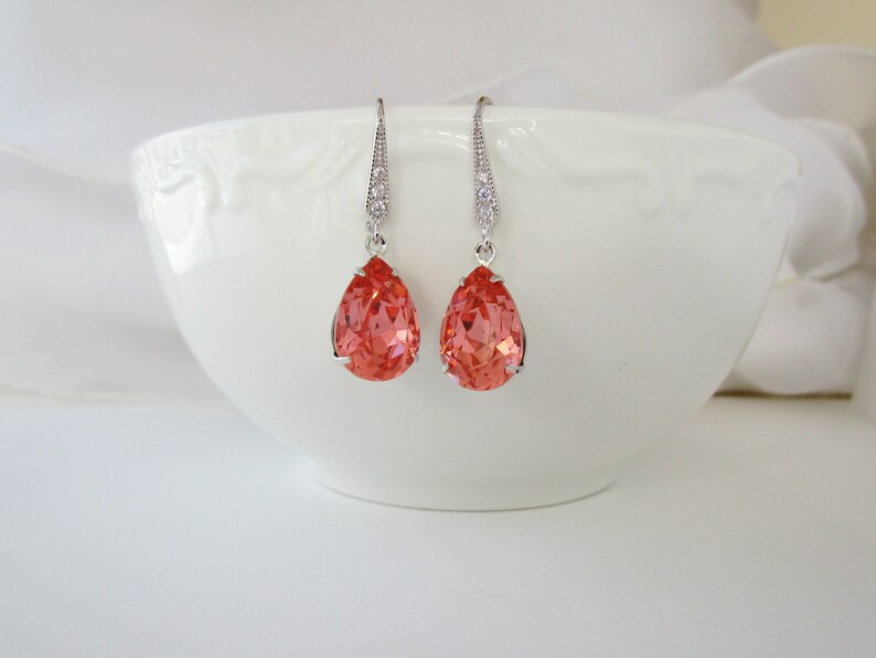 Coral Jewelry Set Bridesmaid Jewelry Set Coral Earrings Etsy