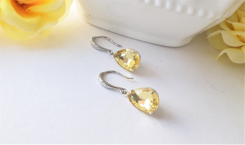 Yellow Wedding Bridal Party Jewelry, Bridesmaid Earrings Teardrop Earrings Yellow Earrings Pastel Earrings