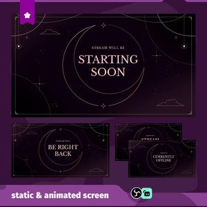 Celestial Rose Animated Stream Screen Package for Twitch, TikTok Live Stream, Cute Pastel Galaxy Twitch Screens, Cozy Streaming Background