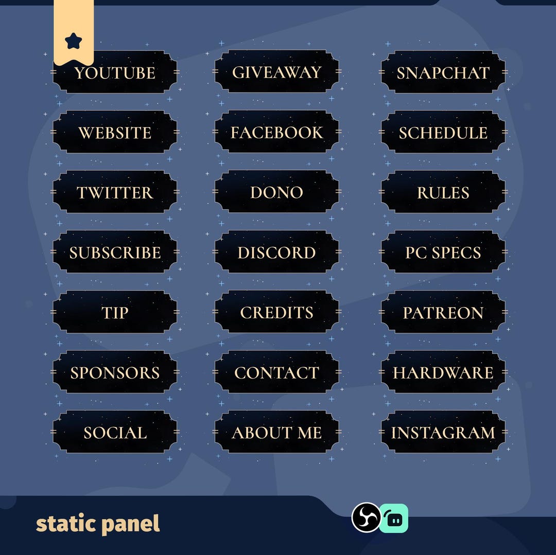 Royal Horizon Stream Panels for Twitch, Elegant Twitch Panel, Celestial ...