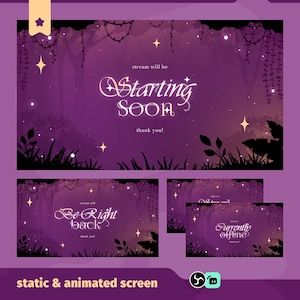 Secret Grove Animated Stream Screen for Twitch, Vertical Stream for TikTok, Purple Forest Stream, Twitch Screen, Fantasy Animated Background