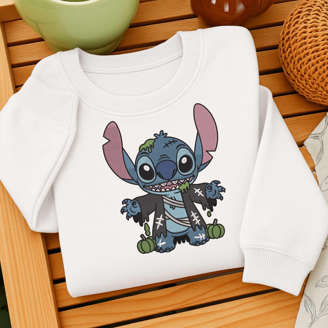 Zombie Pattern Stitch Stitch Zombie Embroidery Design, Halloween Alien With Pumpkins, Cartoon ...