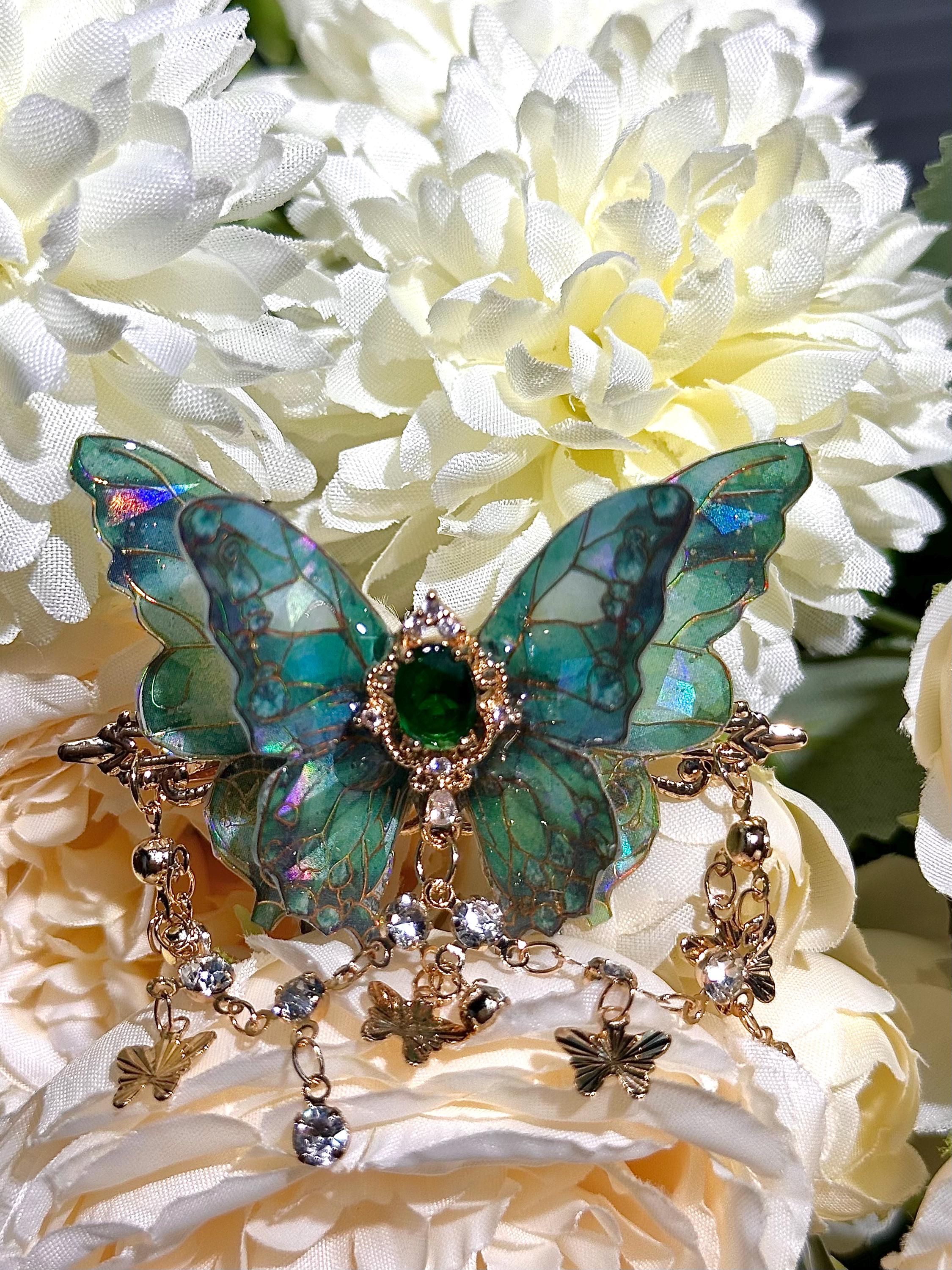 iHeartRaves Iridescent Teal Blue Fairy Wing Hair Clip Amazon.com : FRESHME Blue Butterfly Hair Clip - 1 Pc Fairy  main image 2