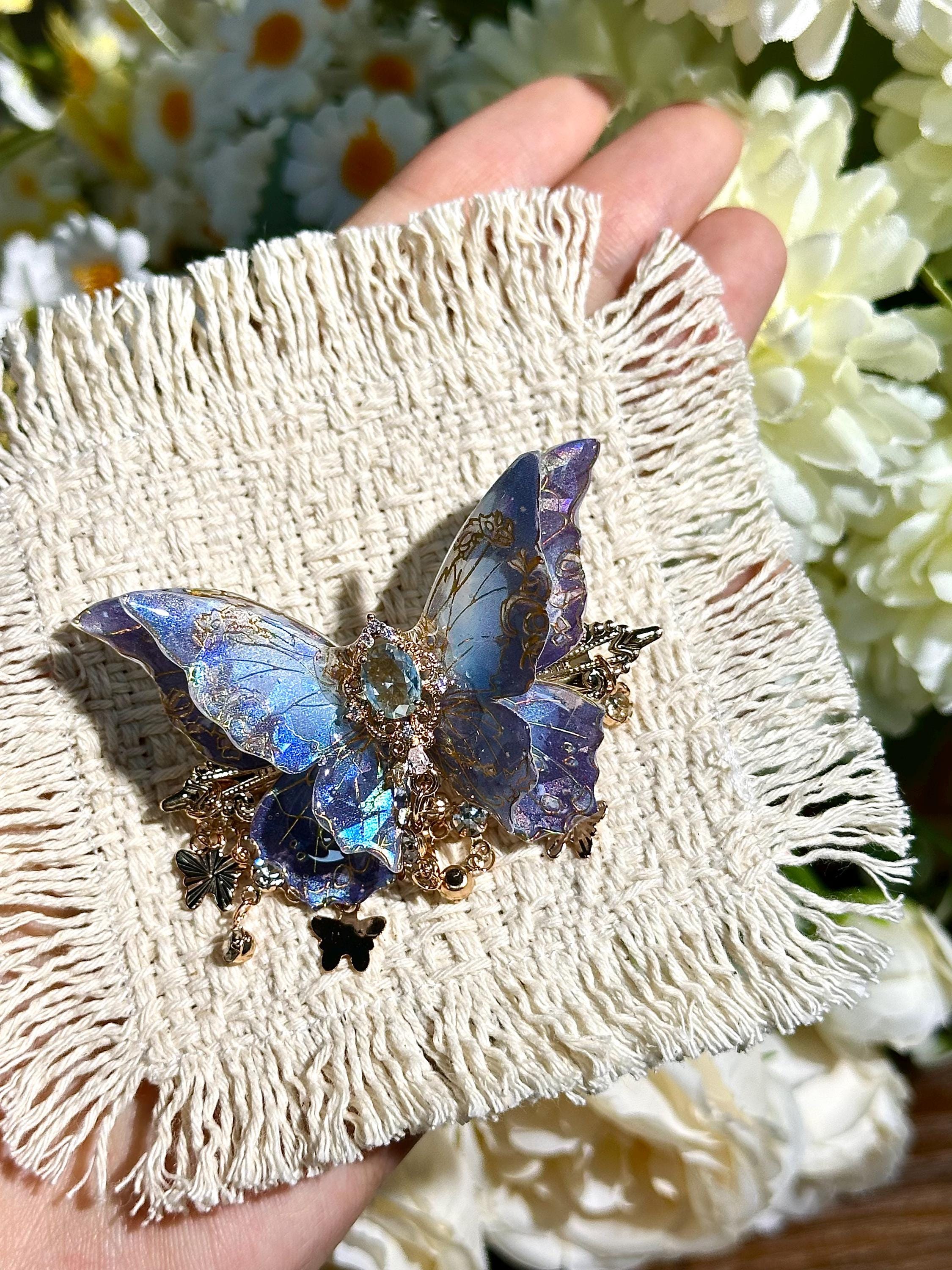iHeartRaves Iridescent Teal Blue Fairy Wing Hair Clip Amazon.com : FRESHME Blue Butterfly Hair Clip - 1 Pc Fairy  main image 4