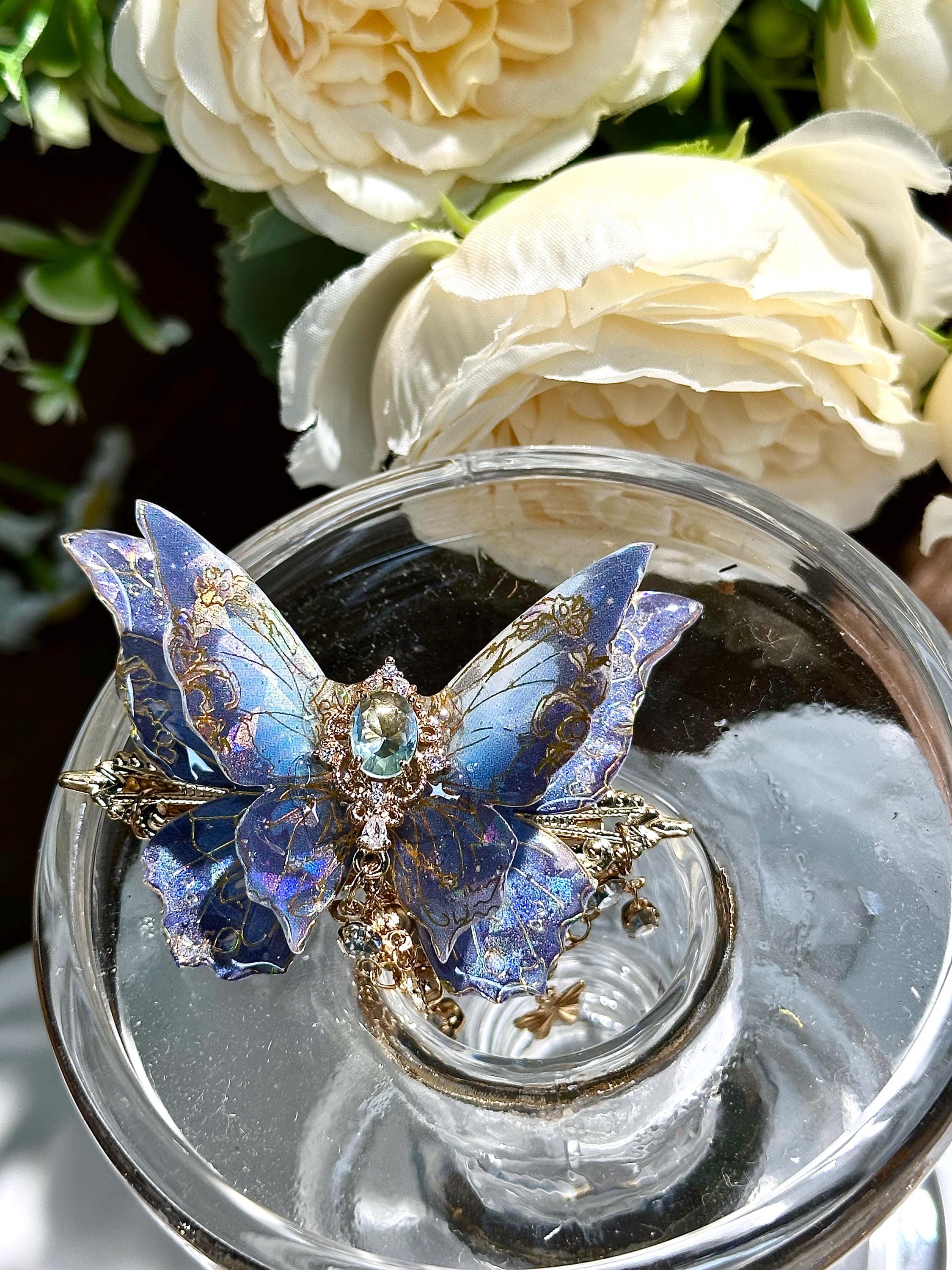 iHeartRaves Iridescent Teal Blue Fairy Wing Hair Clip Amazon.com : FRESHME Blue Butterfly Hair Clip - 1 Pc Fairy  main image 3