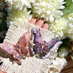 Butterfly Hair Clip: Iridescent Fairy Wing with Crystal image 17