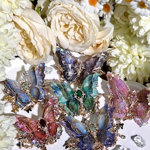 Butterfly Hair Clip: Iridescent Fairy Wing with Crystal image 15