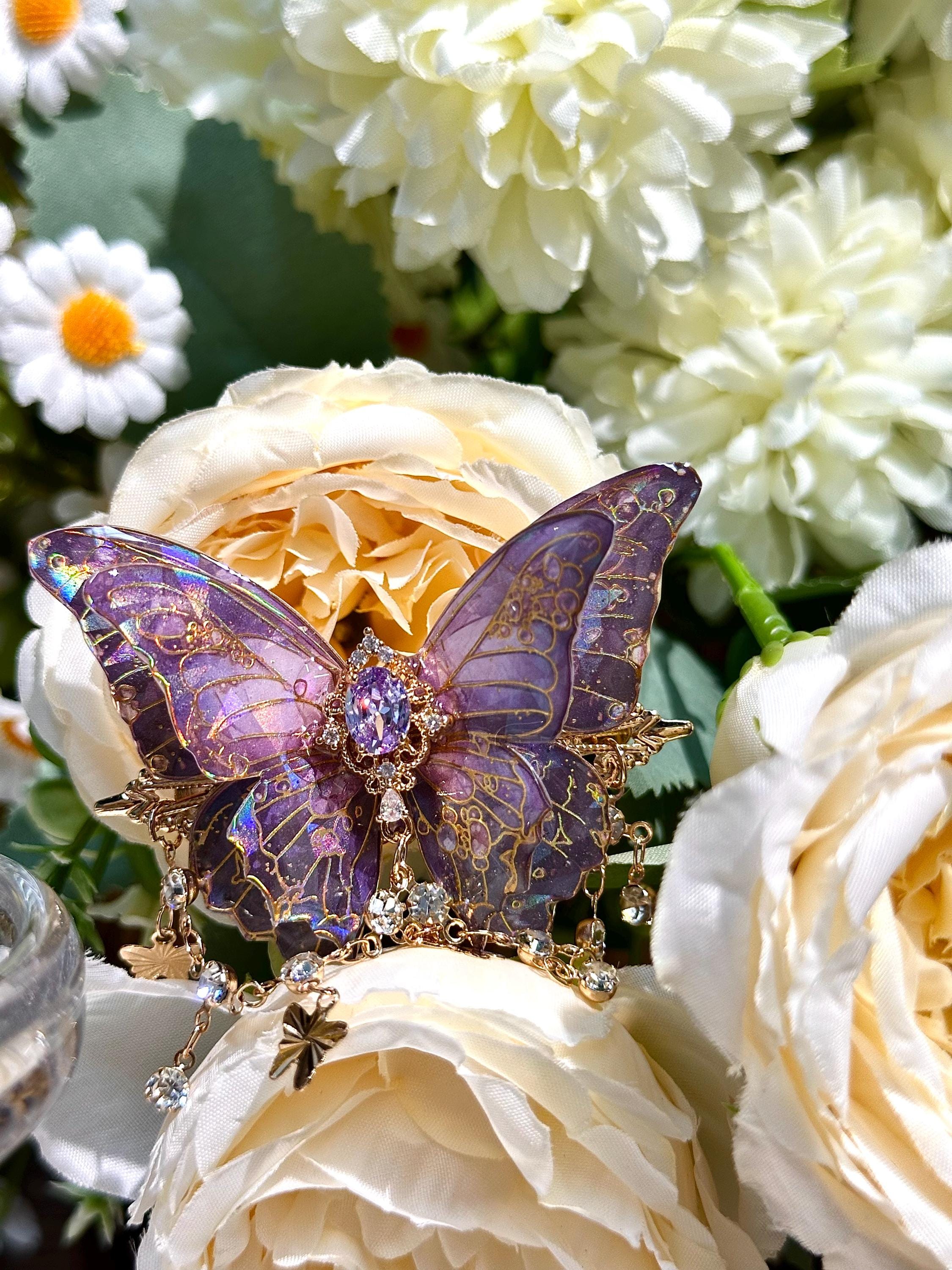Vintage Silver Pink Crystal Hair Clip Bundle Butterfly Floral Heart Coquette Y2K Vintage Y2k Hair Accessories - Etsy main image 2
