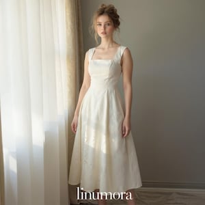 Linen dresses white maxi dress a line with pocket sleeveless dress corset cottagecore wedding linen dress midi summer women clothing vintage
