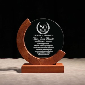 Personalized Employee Crystal Awards, Custom Achievement Glass Trophy, 7&quot; Appreciation Plaques with Gift Box, Laser Engraved