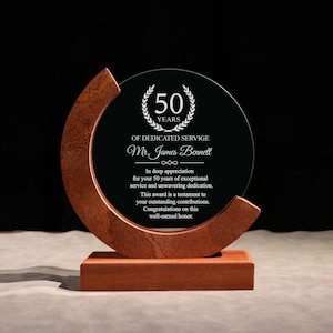 Personalized Employee Crystal Awards, Custom Achievement Glass Trophy, 7&quot; Appreciation Plaques with Gift Box, Laser Engraved