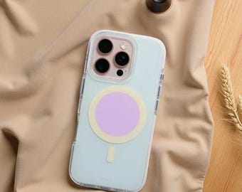 Magnetic Color Block Phone Case for iPhone – Soft Edge Wireless Charging Cover