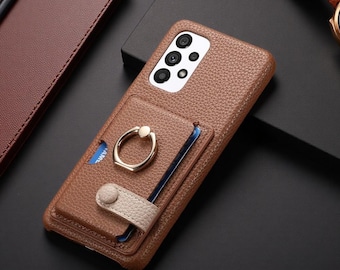 Ring Leather Wallet Phone Case with Card Holder for Samsung Galaxy S26 S25 Ultra Plus S23 S22 S21 FE Protective Cover