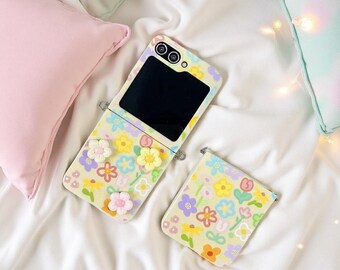 Flower Bracelet Phone Case for Samsung Galaxy Z Flip 6 5 4 3 | Colorful Beads Wrist Chain Soft Shockproof Cover