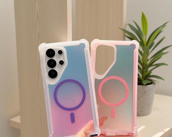 Gradient Color Phone Case for Samsung Galaxy S25 S24 Ultra S25 Plus – Magnetic Shockproof Armor Rainbow Case