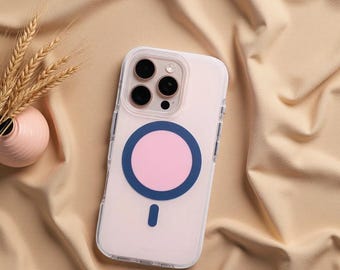 Magnetic Color Block Phone Case for iPhone 16 Pro Max 15 Pro 14 13 12 – Wireless Charging Soft Edge Anti-Slip Cover