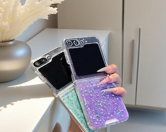 Luxury Glitter Gradient Magnetic Case for Samsung Galaxy Z Flip 6 5 4 3 – Soft Silicone Magsafe Wireless Charging Shockproof Cover