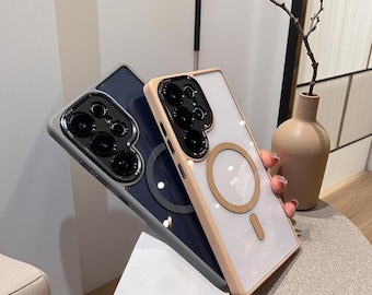 Luxury Magnetic Clear Case For Samsung Galaxy S25 Plus S24 Ultra – Transparent Cover With Lens Protection & Wireless Charging Support