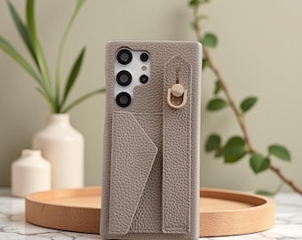 Luxury PU Leather Wallet Phone Case for Samsung Galaxy S25 S24 Ultra Plus S23 S22 Protective Shoulder Cover