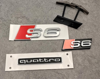 Premium Audi Emblem Kit 5pcs S6 Front and Rear + S-Line Side and Quattro Chrome Badges High Quality Professional Look Weatherproof New